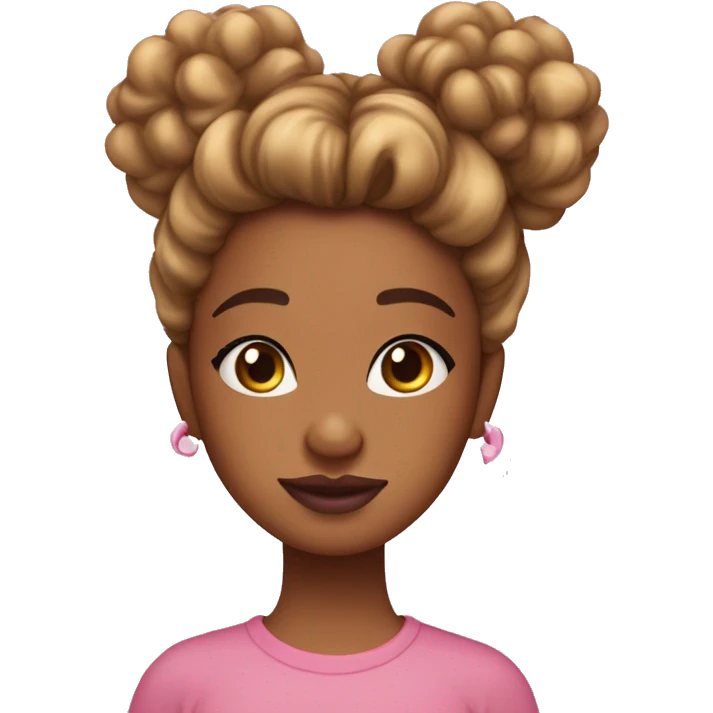 Pretty caramel skin with curly messy bun and pink lips emoji