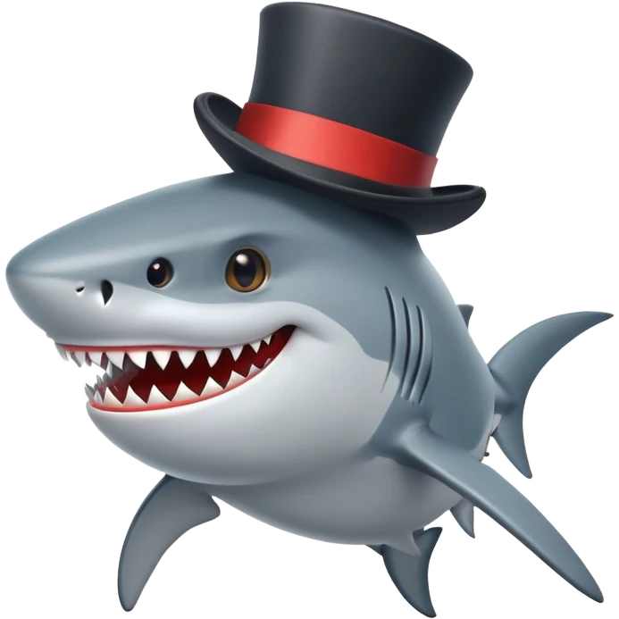 Shark with a top hat emoji