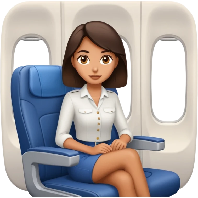 Brunette sitting on airplane seat emoji