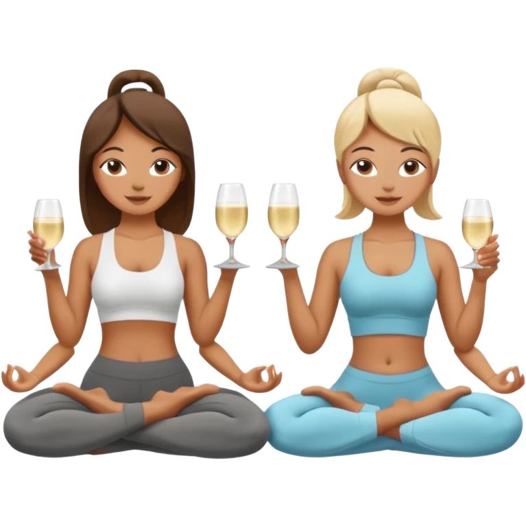two girl yoga and prosecco  emoji