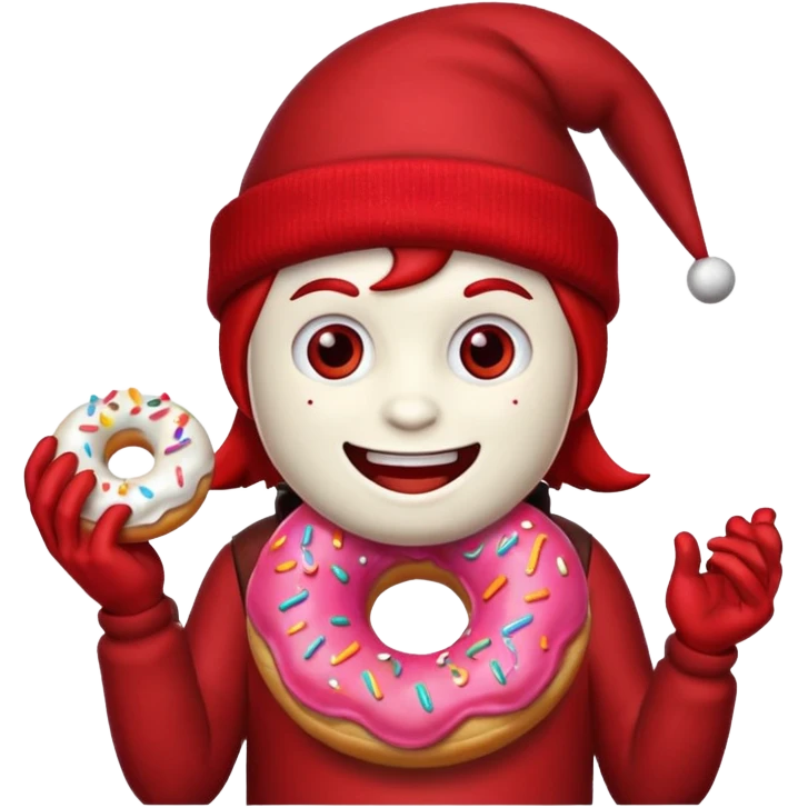 devil wearing beanies holding donut emoji