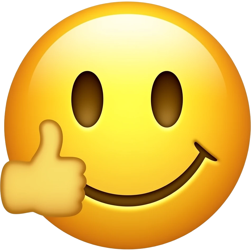 emotka uzmiechnieta z kciukiem w góre ma byc to tradycujna zółta emotka emoji