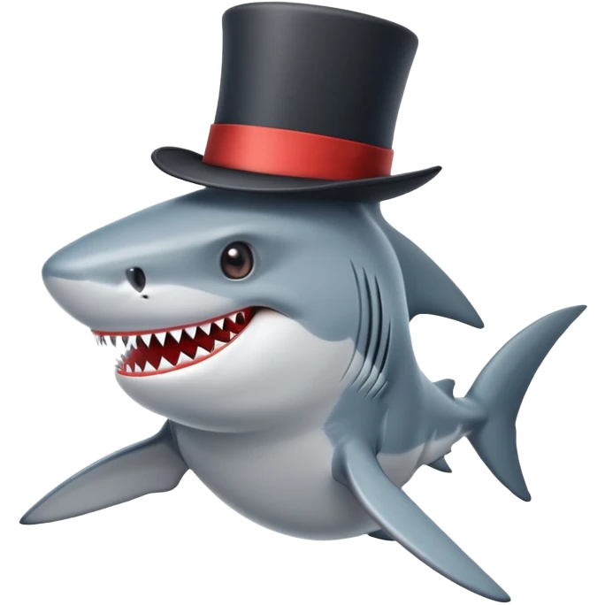 Shark with a top hat emoji