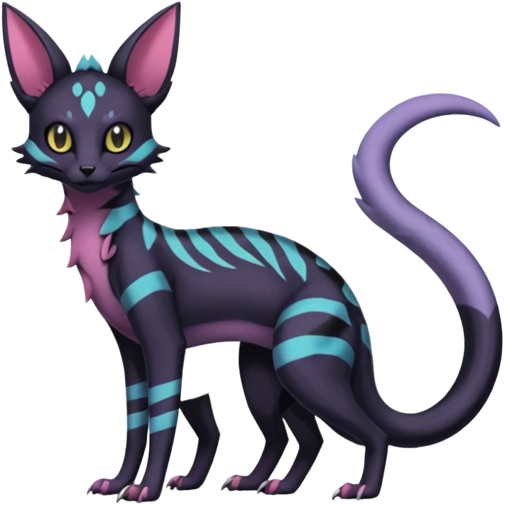 Gothic pastel Salandit-Umbreon-Genet-Noivern-Noibat-Serval-Hybrid (Full body) emoji
