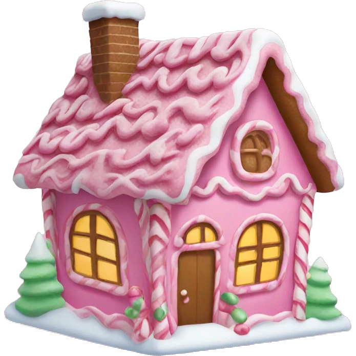 Pink gingerbread house emoji