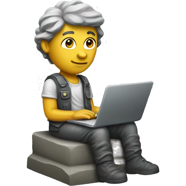Tinker statue using laptop  emoji