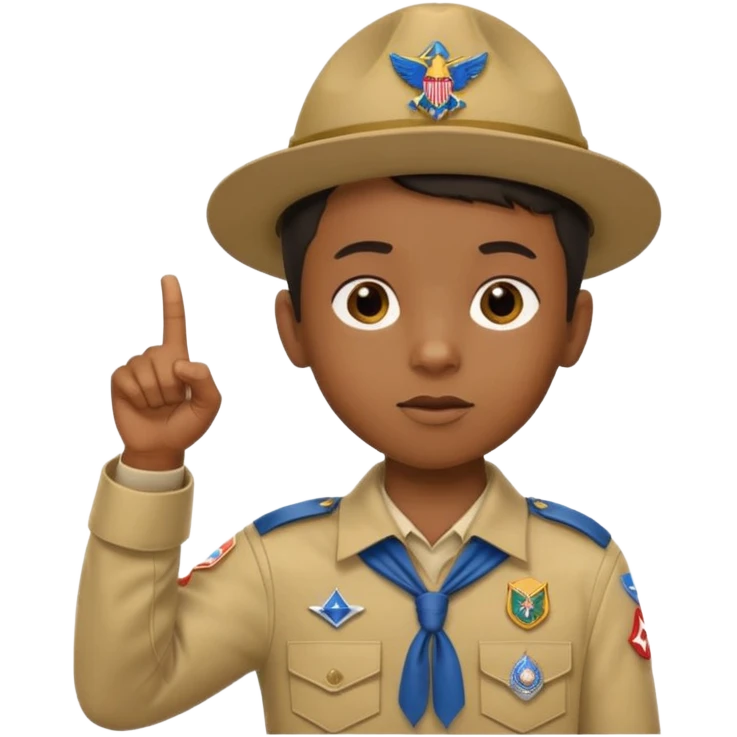 Black Boy Scout pointing finger up emoji