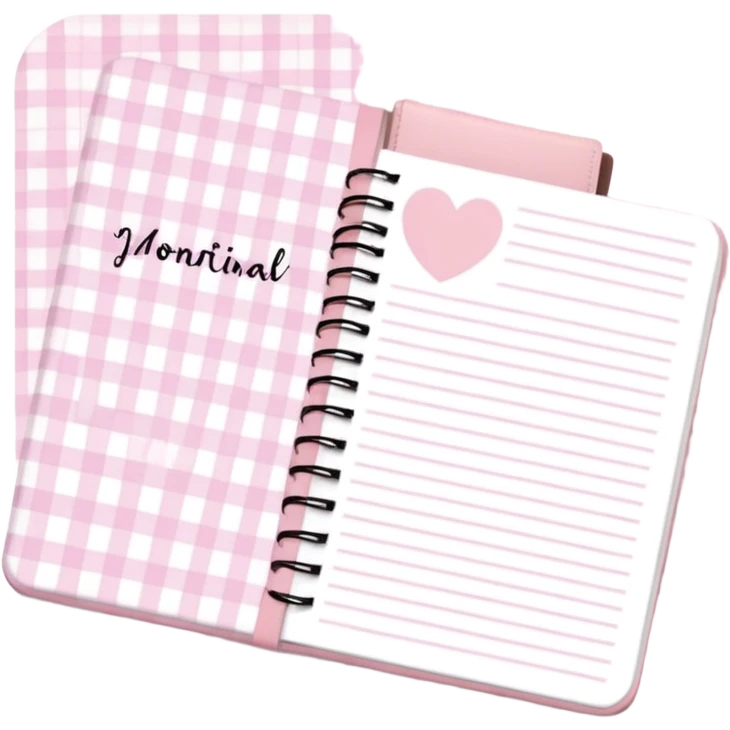 Cute manifest journal cover, pastel pink gingham pattern
Handwritten feminine typography, soft aesthetic, cozy girl vibe
Clean product mockup, minimal shadows, lifestyle stationery style emoji