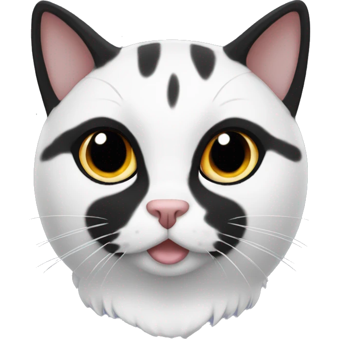 Black and white cat with black beauty mark on face emoji