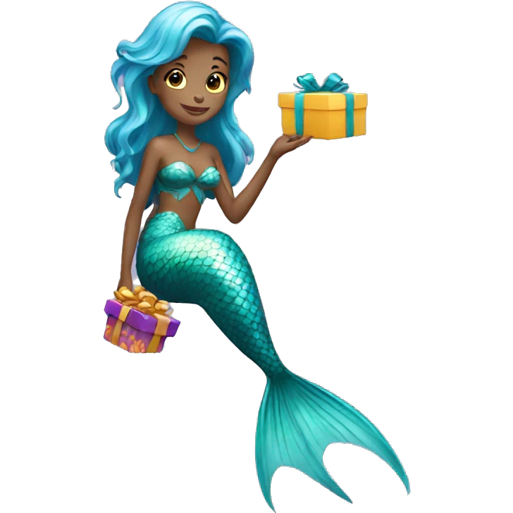 mermaid with a gift emoji