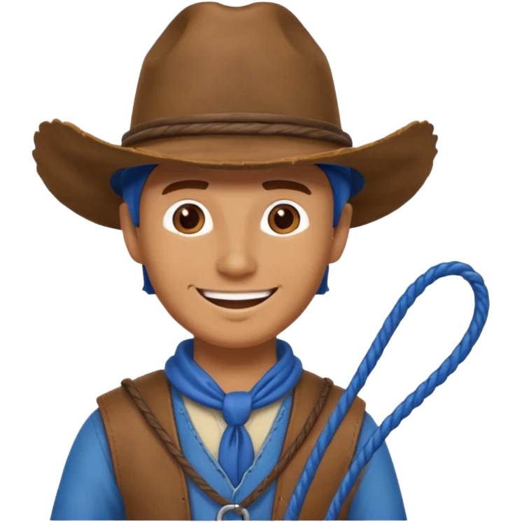 Cowboy with blue hat and lasso emoji