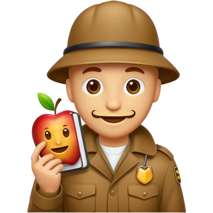 écureuil détective avec un imperméable et un carnet, style emoji Apple emoji