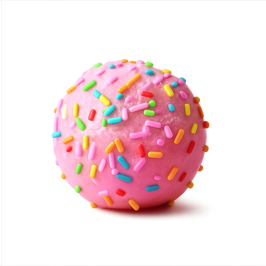 Keep the pink candy with rainbow sprinkles on a transparent background with no background visible. emoji