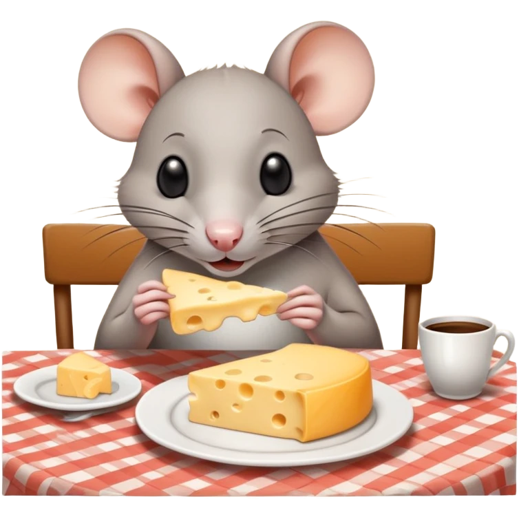 Rat eating cheese at a Paris cafe emoji