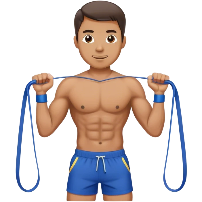 fit man with blue shorts resistance bands exercises emoji