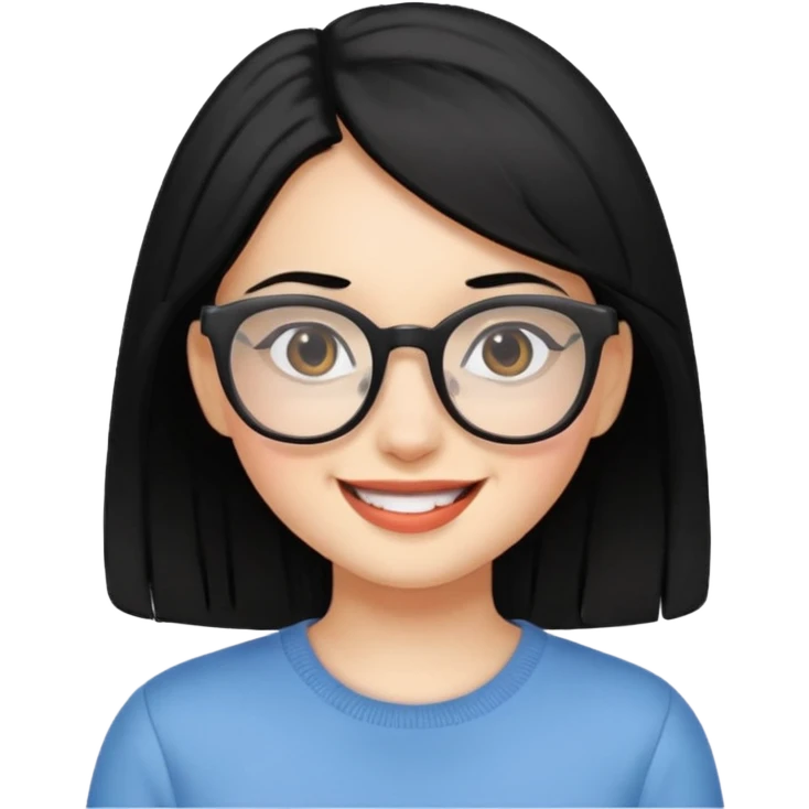 gozluklu siyah sacli kiz emoji