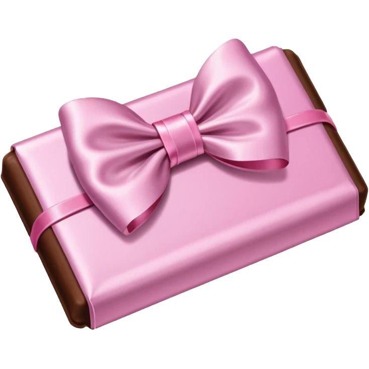 Chocolate with baby pink wrapping and pink bow emoji