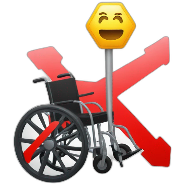 wheel chair with a stop sign in the wheel emoji