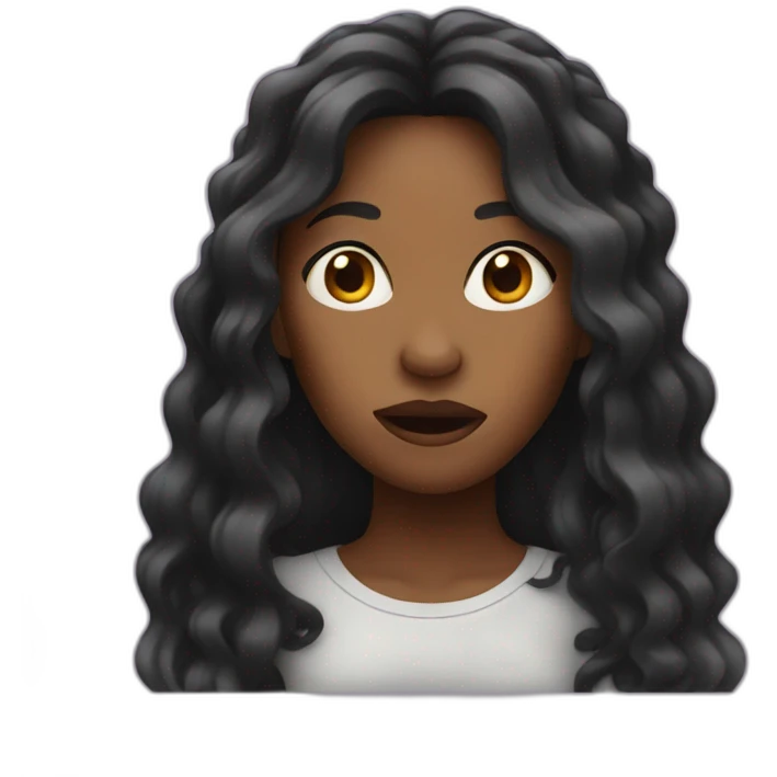 Black woman with long hair shocked emoji