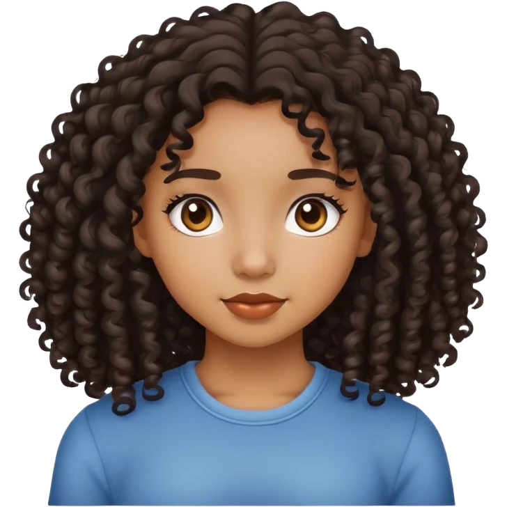 Black mixed with Filipino curly hair cute emoji