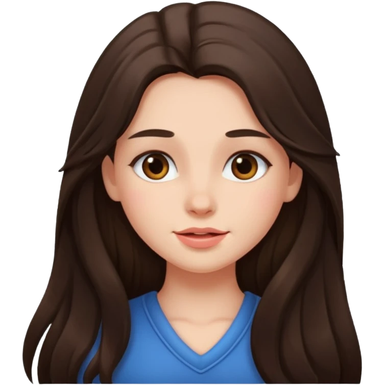 long haired brunette girl blushing emoji