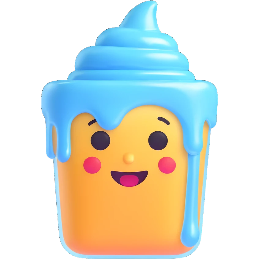 3d emoji style ice, cute, smooth, shiny emoji