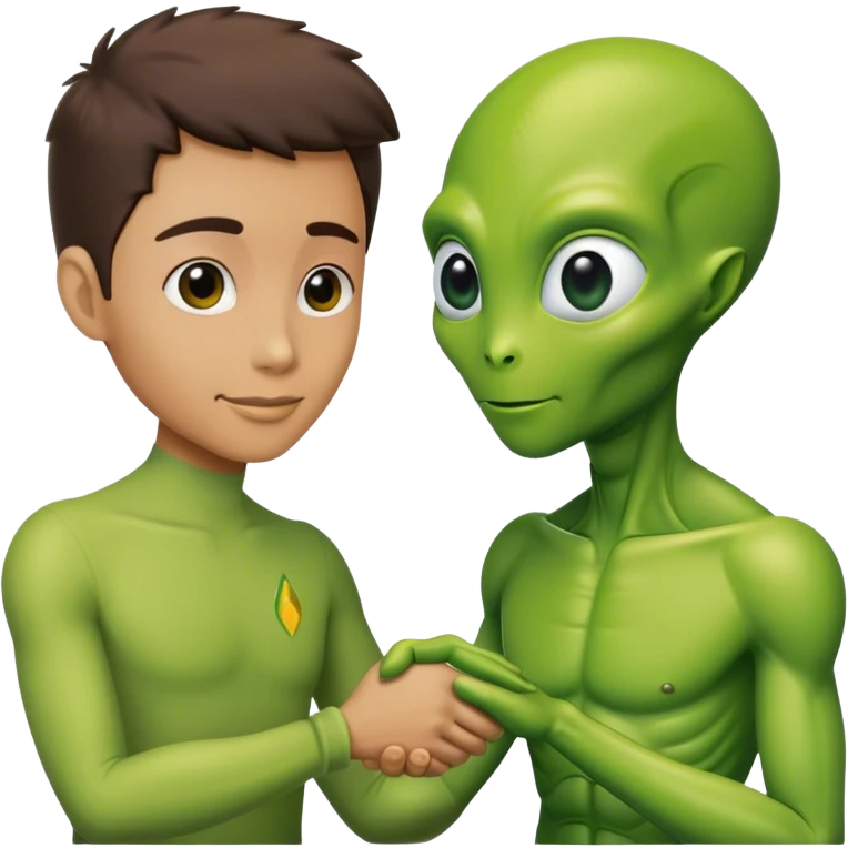 Handshake one hand human and another green alien emoji