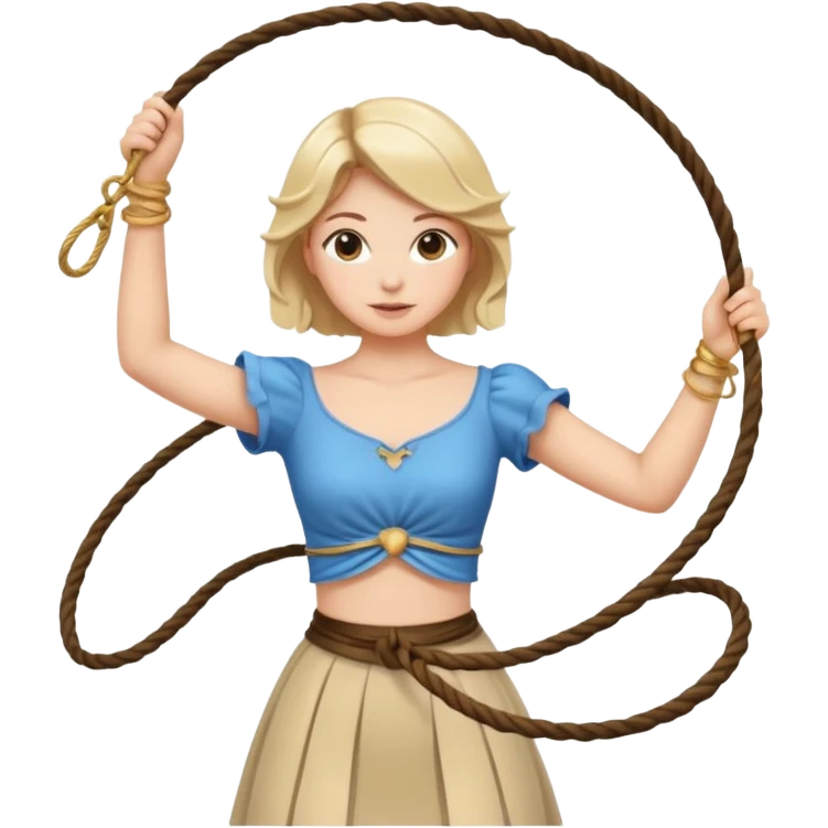 girl in a top up to her belly button twirls a lasso in her hands emoji