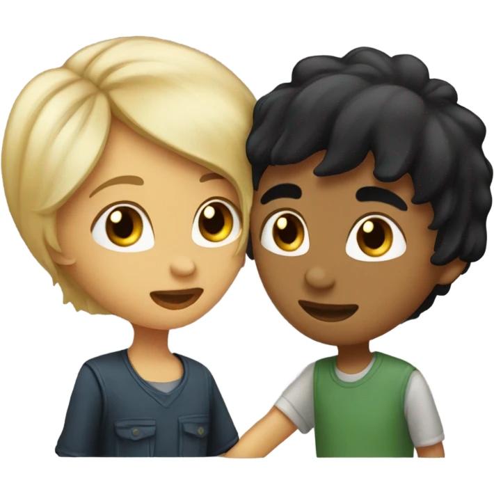 black hair girl and boy blond hair kisses girl  emoji