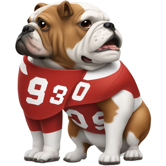 Football player red jersey with white bulldog emoji