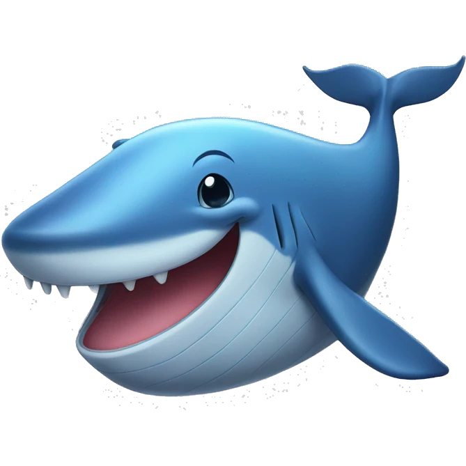 A unique blue whale with a smile and heart emoji