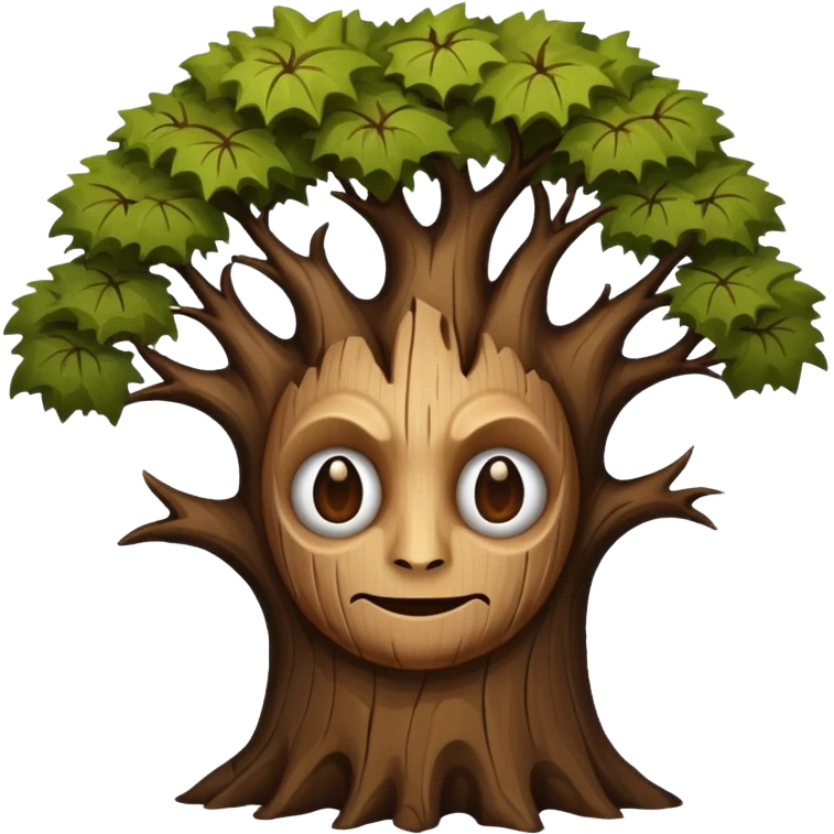 Make a wood with a face and wooden legs and arms and a bat emoji