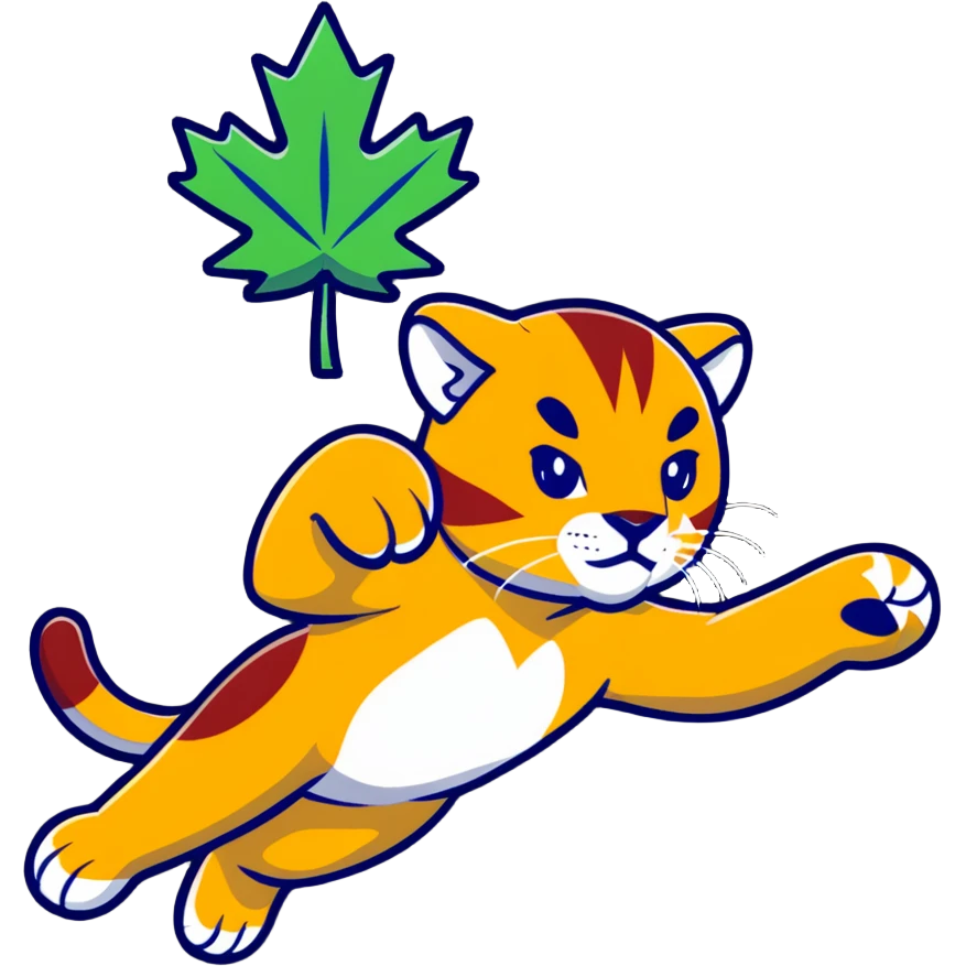 A Florida panther beating up a maple leaf  emoji