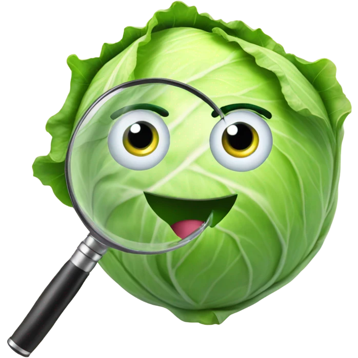 happy cabbage hold magnifying glass emoji