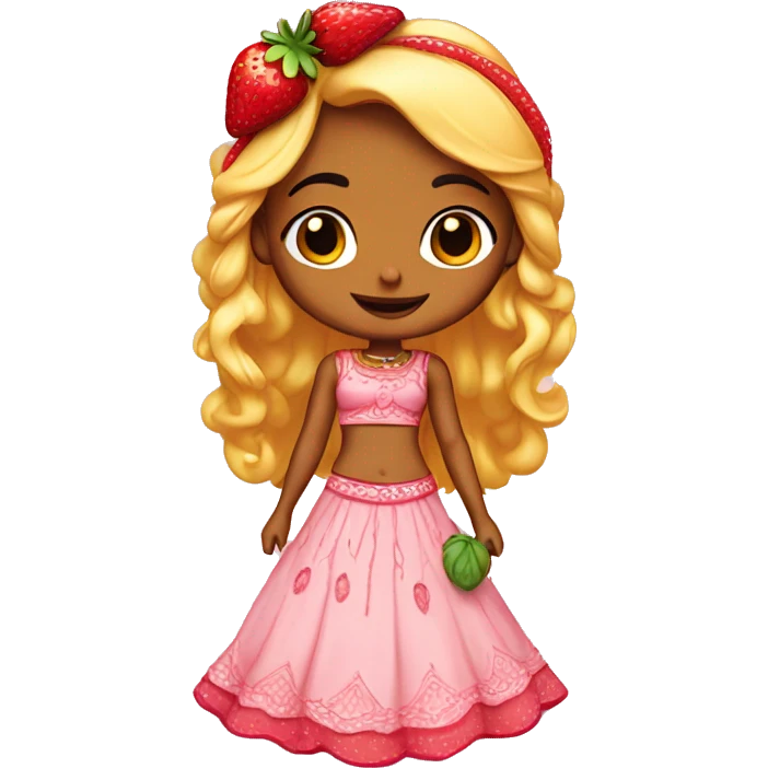 strawberry shortcake in a lehenga  emoji