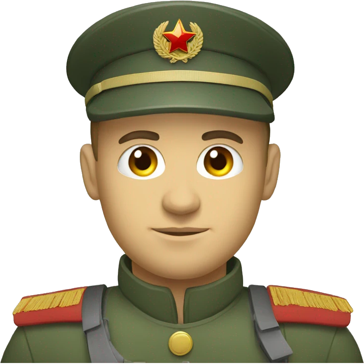 ussr soldier serious with military helmet emoji