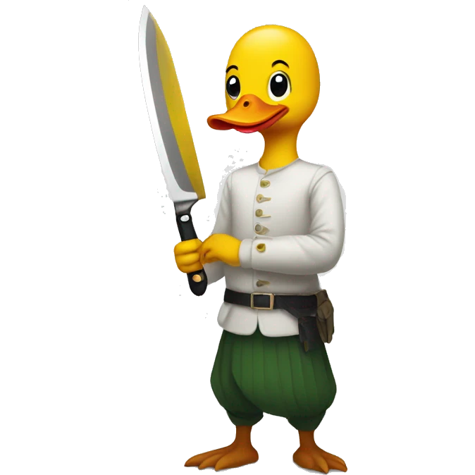 duck holding knife with no hair emoji