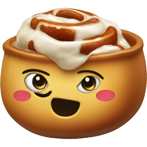 Chili bowl and on the side is a cinnamon roll emoji