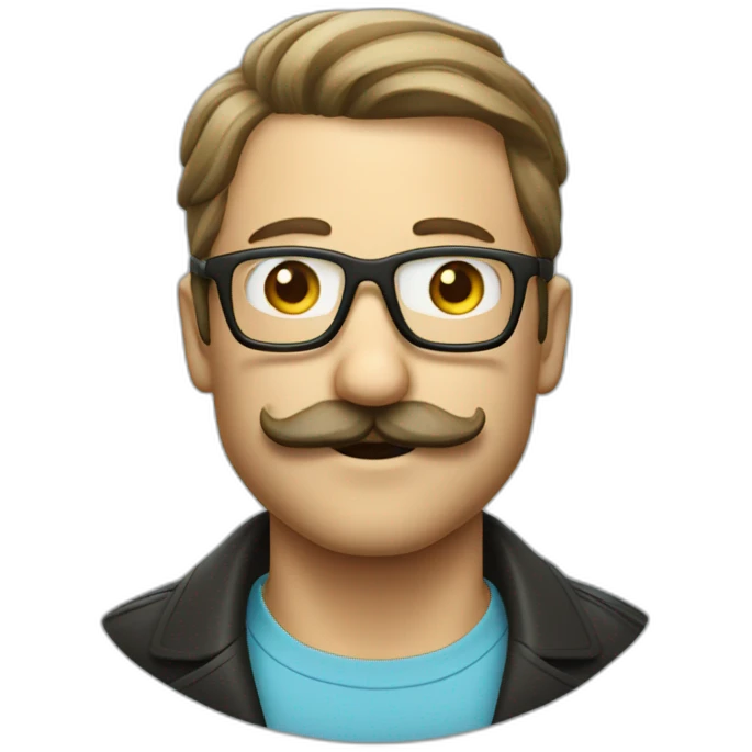 Un monsieur avec une moustache et des lunettes emoji