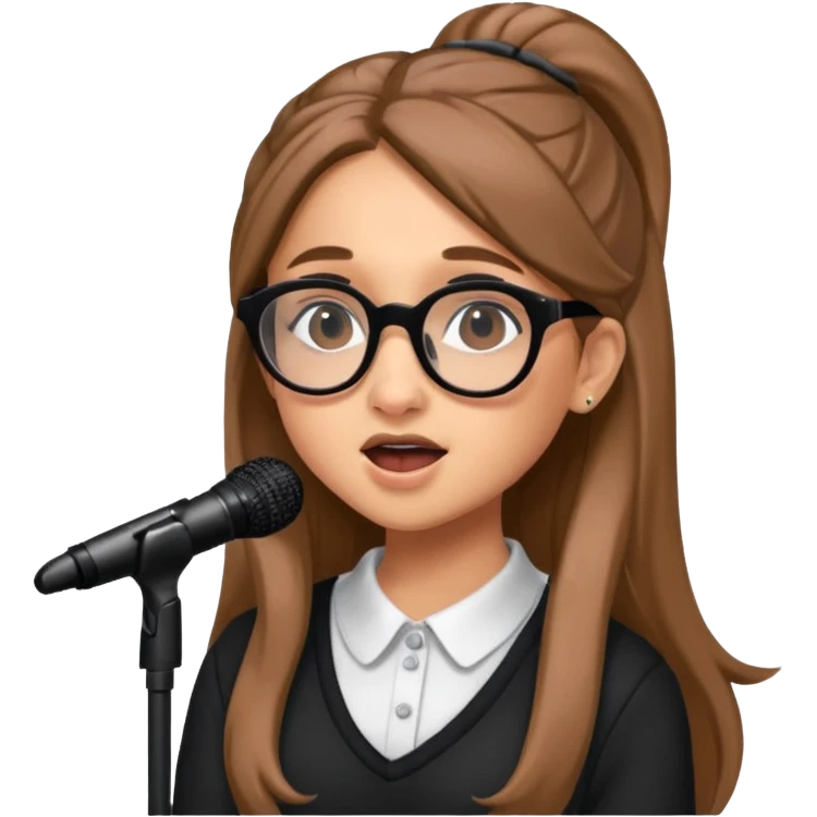 ariana grande with glasses singing emoji