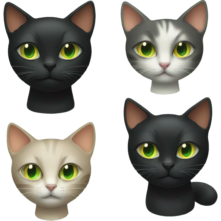Black cat with light green eyes with an orange cat with light green eyes emoji