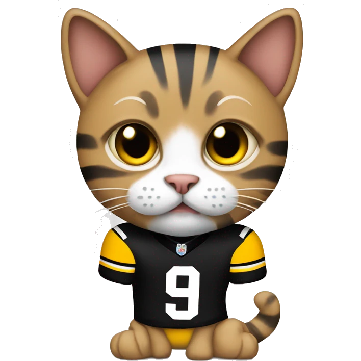 Cat wearing Steelers outfit emoji