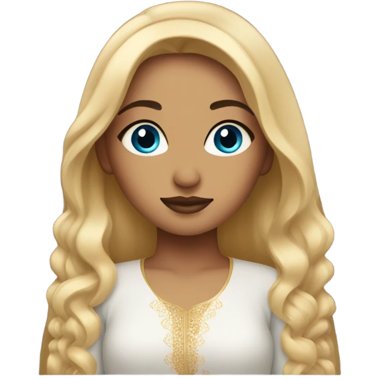 Girl with arabian makeup and blonde hair + blue hazel eyes emoji