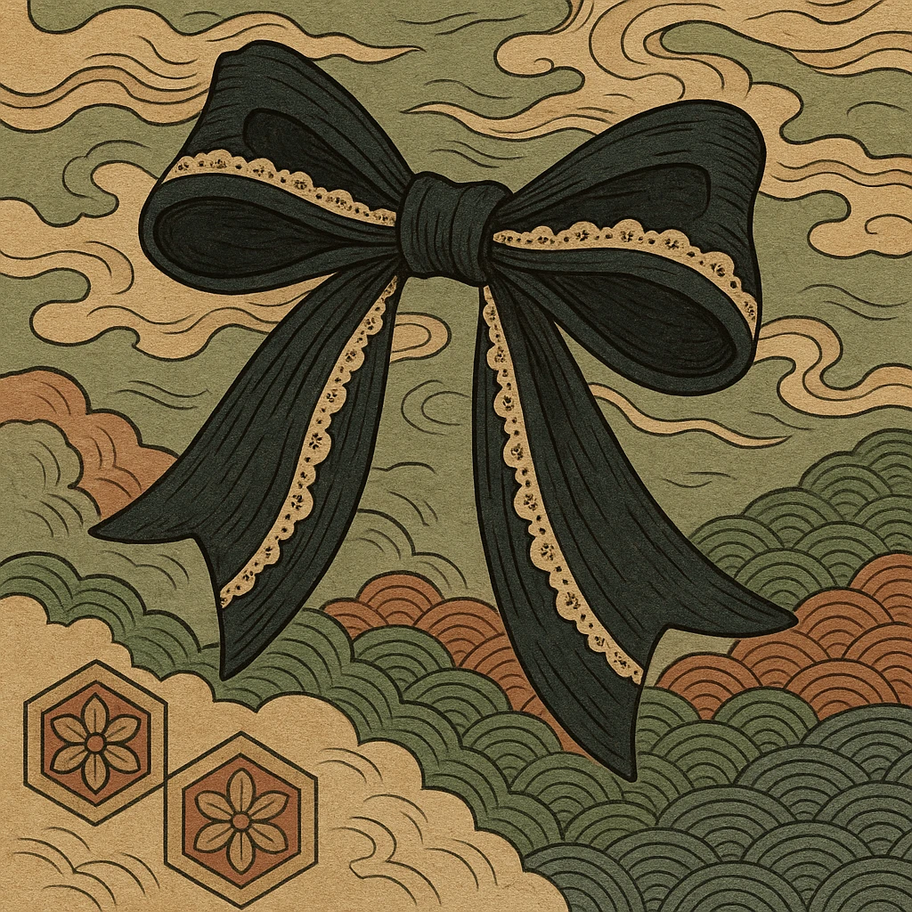 gothic bow in ukiyo-e style emoji