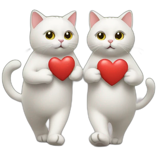 two cats walking with their tails making a loveheart emoji