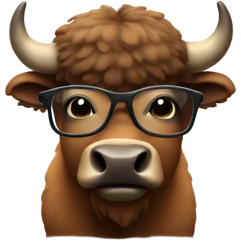 cute bison in glasses emoji