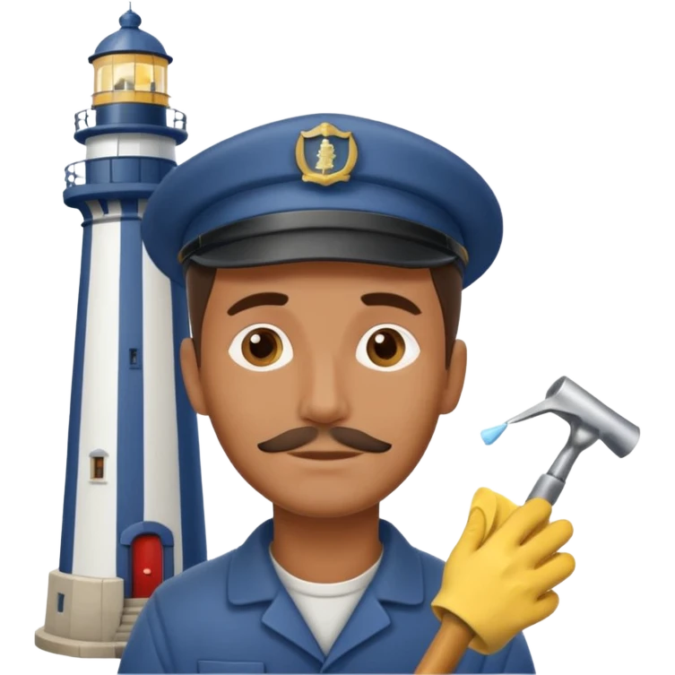 lighthouse Keeper while cleaning lens emoji