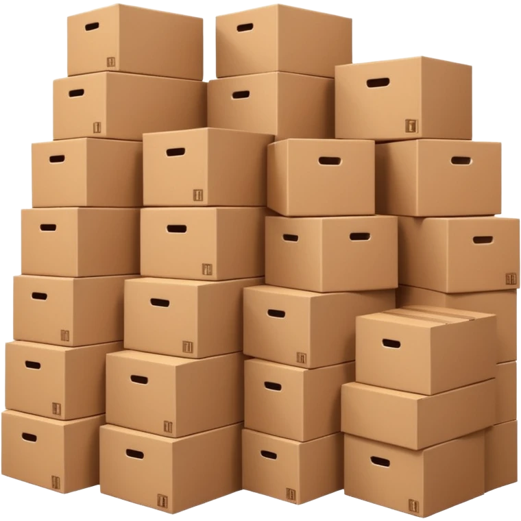 gigantic pile of cardboard boxes, 100 of them  emoji