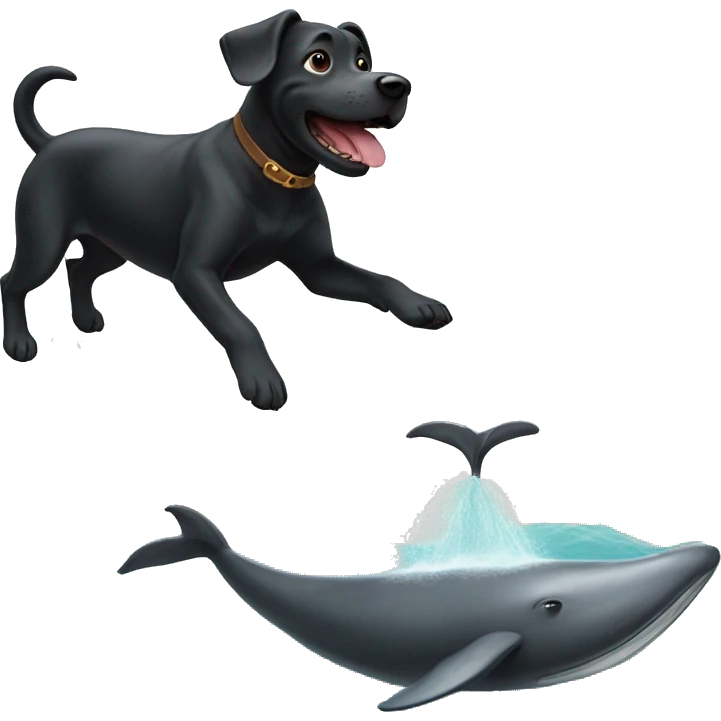 Black dog riding whale  emoji