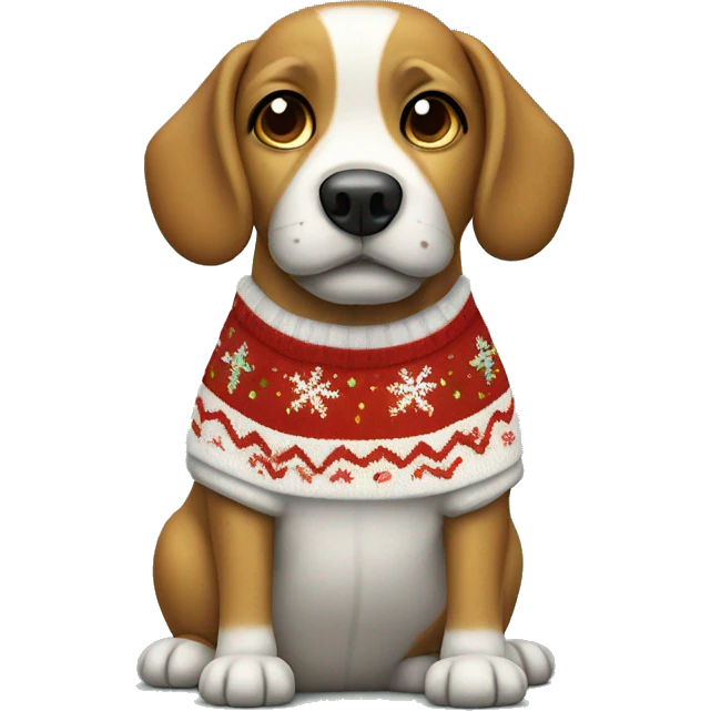 Dog wearing Christmas sweater emoji
